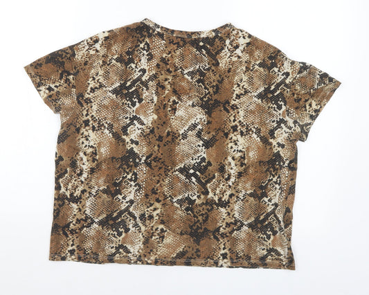 Womens UK Size S Zara Brown Basic T-Shirt