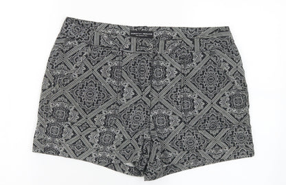 Dorothy Perkins Womens Black Geometric Polyester Hot Pants Shorts Size 10 L3 in Regular