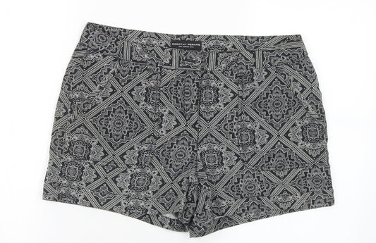Dorothy Perkins Womens Black Geometric Polyester Hot Pants Shorts Size 10 L3 in Regular