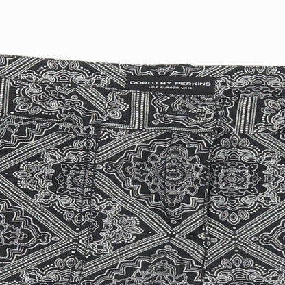 Dorothy Perkins Womens Black Geometric Polyester Hot Pants Shorts Size 10 L3 in Regular