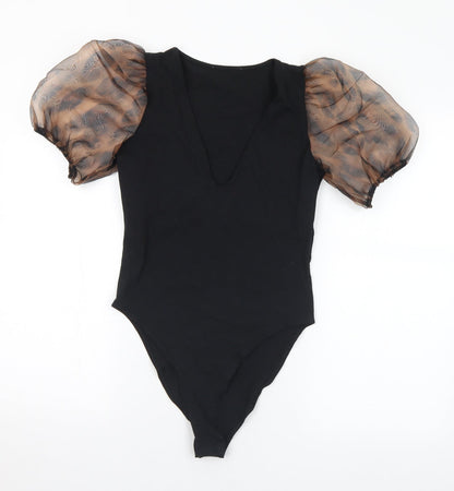 Womens UK Size M Preworn One-Piece Black Bodysuit