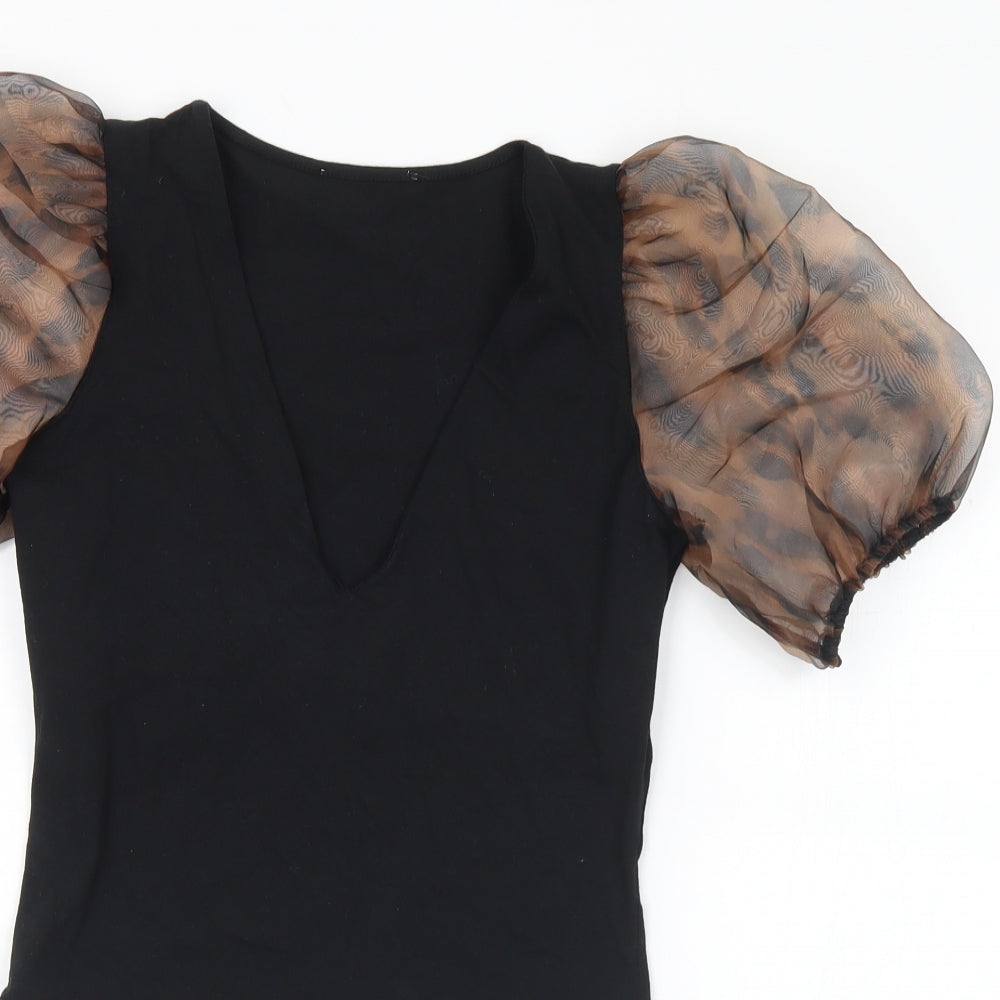 Womens UK Size M Preworn One-Piece Black Bodysuit