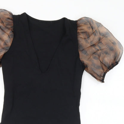 Womens UK Size M Preworn One-Piece Black Bodysuit
