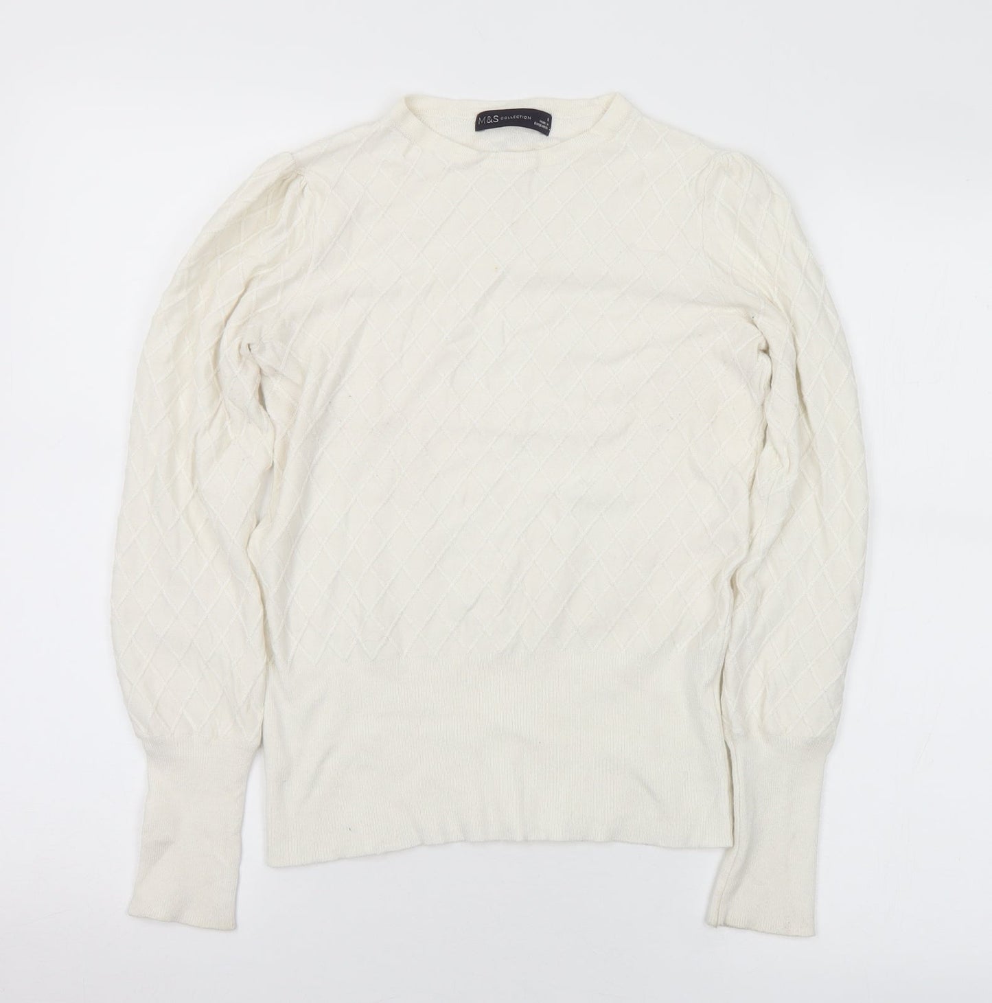 Womens UK Size 8 Marks and Spencer White Pullover Jumper
