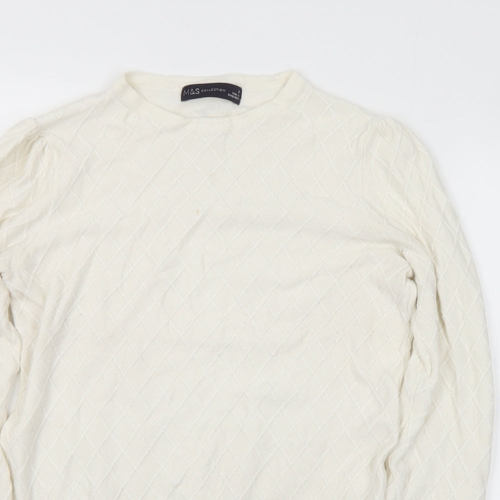 Womens UK Size 8 Marks and Spencer White Pullover Jumper