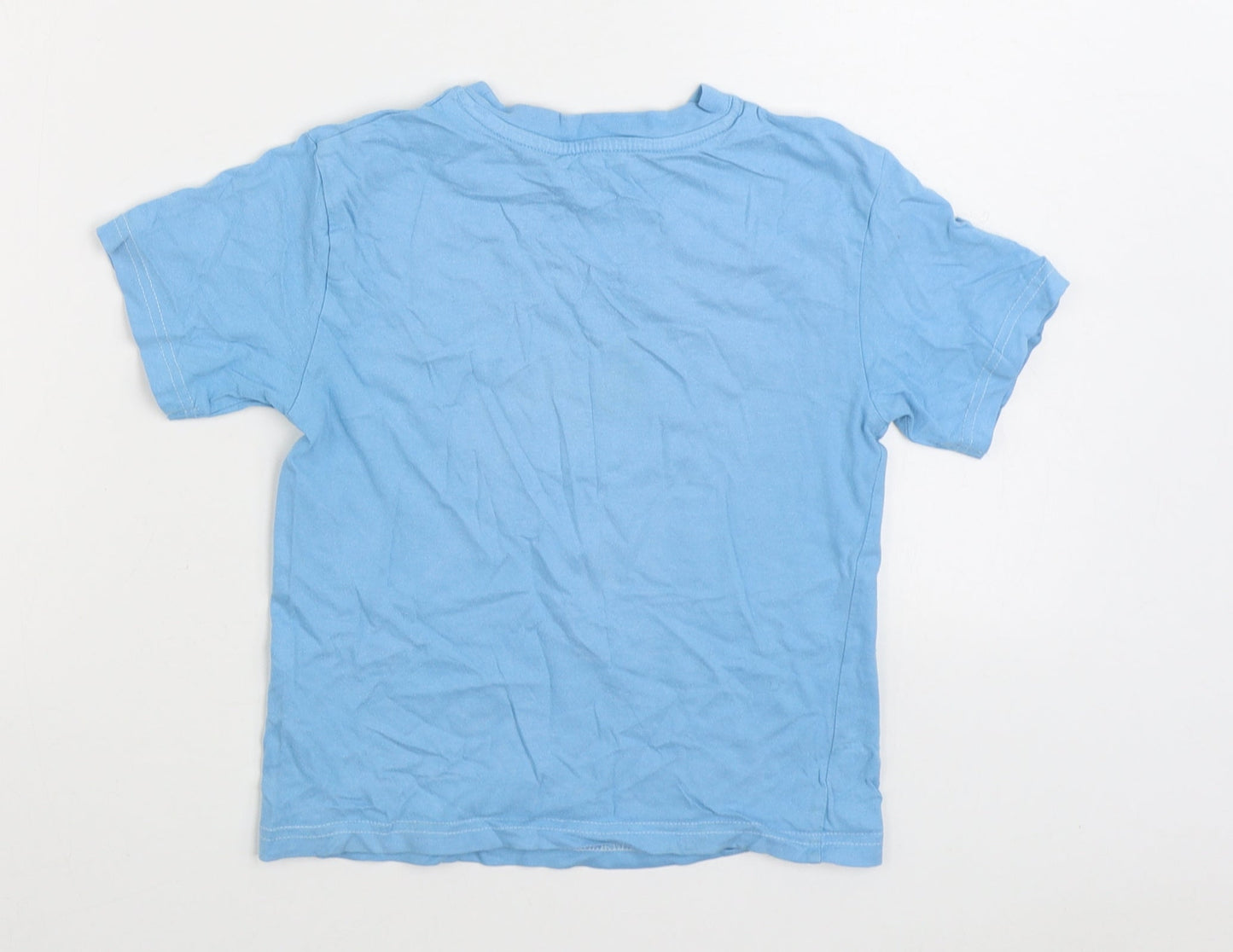 Rebel Boys Blue 100% Cotton Basic T-Shirt Size 5-6 Years Round Neck Pullover