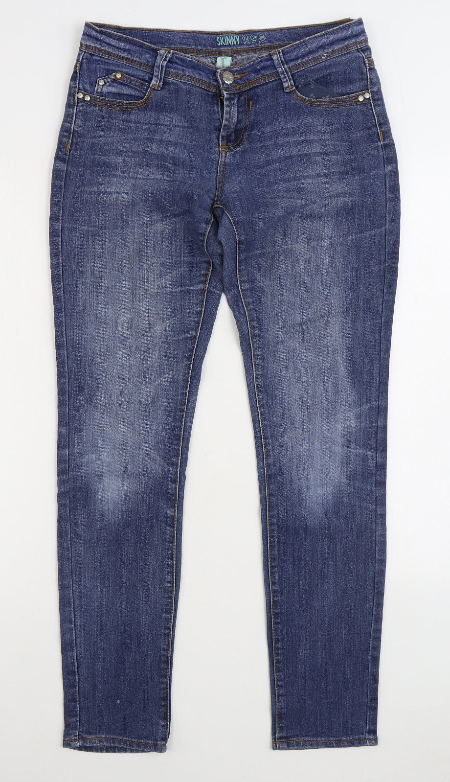 Denim & Co Womens Blue Cotton Skinny Jeans Size 10 L30 in Regular Zip