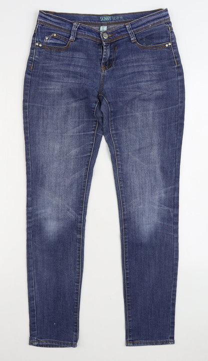 Denim & Co Womens Blue Cotton Skinny Jeans Size 10 L30 in Regular Zip