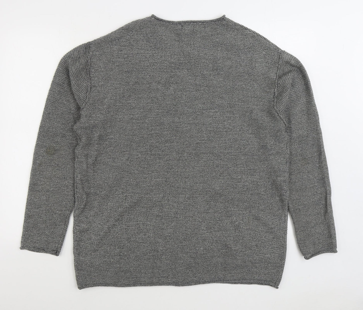 H&M Mens Grey Round Neck Acrylic Pullover Jumper Size L
