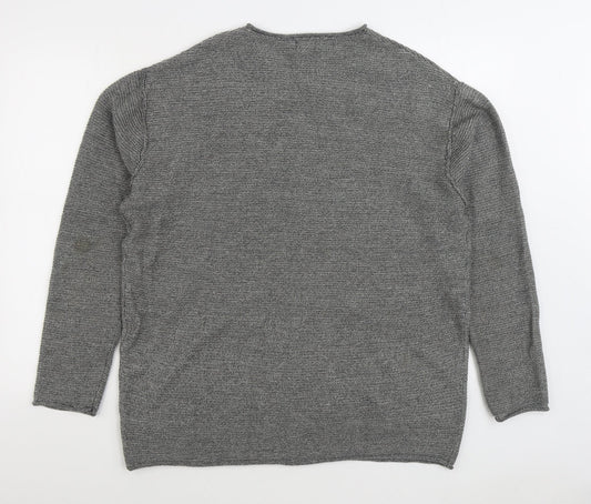 H&M Mens Grey Round Neck Acrylic Pullover Jumper Size L