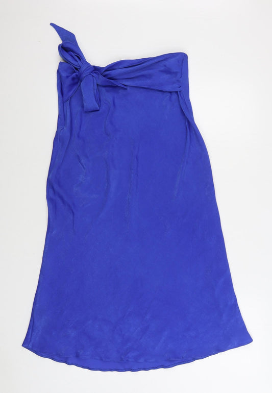 F&F Womens Blue Polyester Straight & Pencil Skirt Size 12 Zip