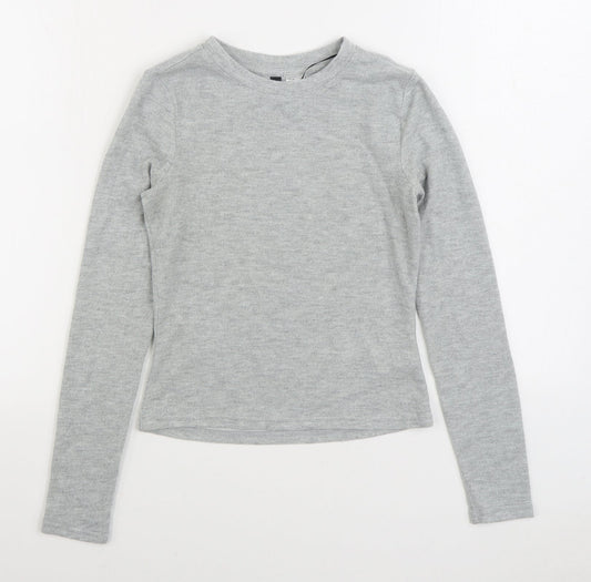 H&M Womens Grey Polyester Pullover Sweatshirt Size XS Pullover