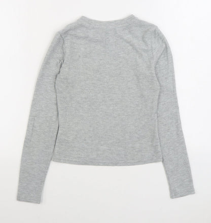 H&M Womens Grey Polyester Pullover Sweatshirt Size XS Pullover