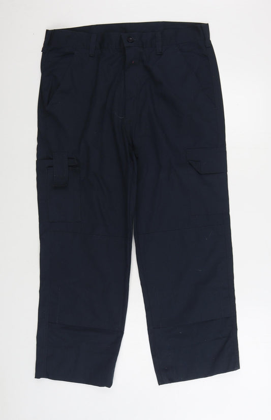 Mens UK Size 34 in BWM Regular Fit Cargo Blue Trousers
