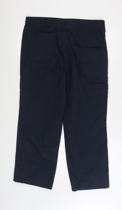 Mens UK Size 34 in BWM Regular Fit Cargo Blue Trousers
