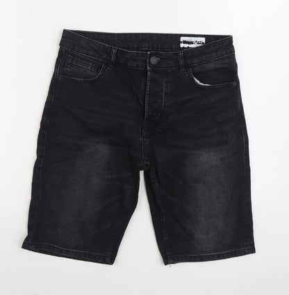 Denim & Co Mens Black Cotton Cropped Jeans Size 32 in Regular Zip