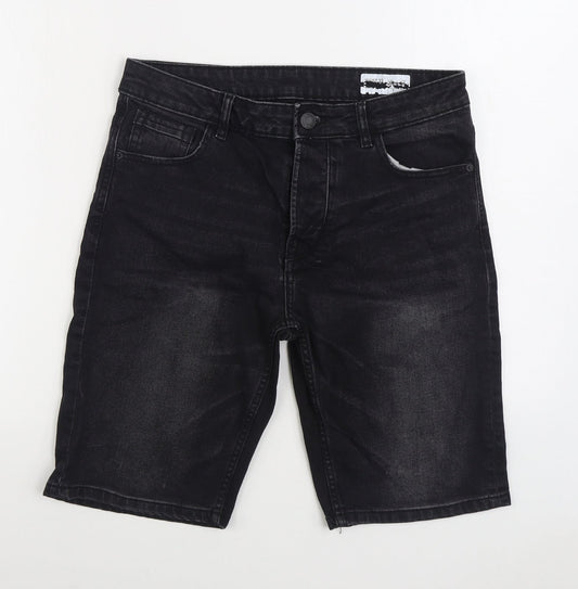 Denim & Co Mens Black Cotton Cropped Jeans Size 32 in Regular Zip