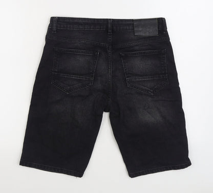 Denim & Co Mens Black Cotton Cropped Jeans Size 32 in Regular Zip