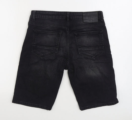 Denim & Co Mens Black Cotton Cropped Jeans Size 32 in Regular Zip