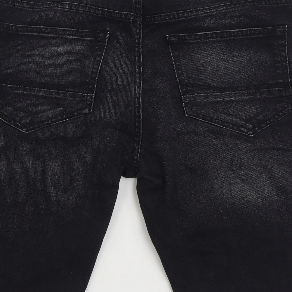Denim & Co Mens Black Cotton Cropped Jeans Size 32 in Regular Zip