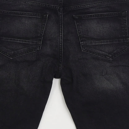 Denim & Co Mens Black Cotton Cropped Jeans Size 32 in Regular Zip