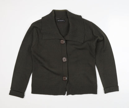 Just Elegance Womens Green V-Neck Acrylic Cardigan Jumper Size M