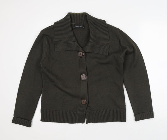 Just Elegance Womens Green V-Neck Acrylic Cardigan Jumper Size M