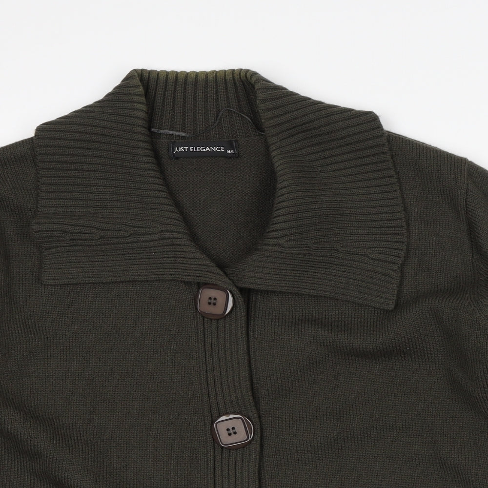 Just Elegance Womens Green V-Neck Acrylic Cardigan Jumper Size M