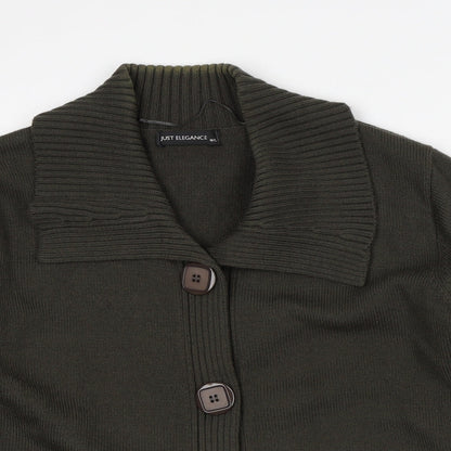 Just Elegance Womens Green V-Neck Acrylic Cardigan Jumper Size M
