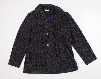 Classics Womens Purple Plaid Overcoat Coat Size 14