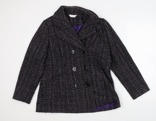 Classics Womens Purple Plaid Overcoat Coat Size 14