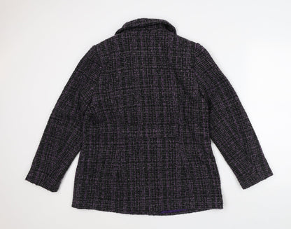 Classics Womens Purple Plaid Overcoat Coat Size 14