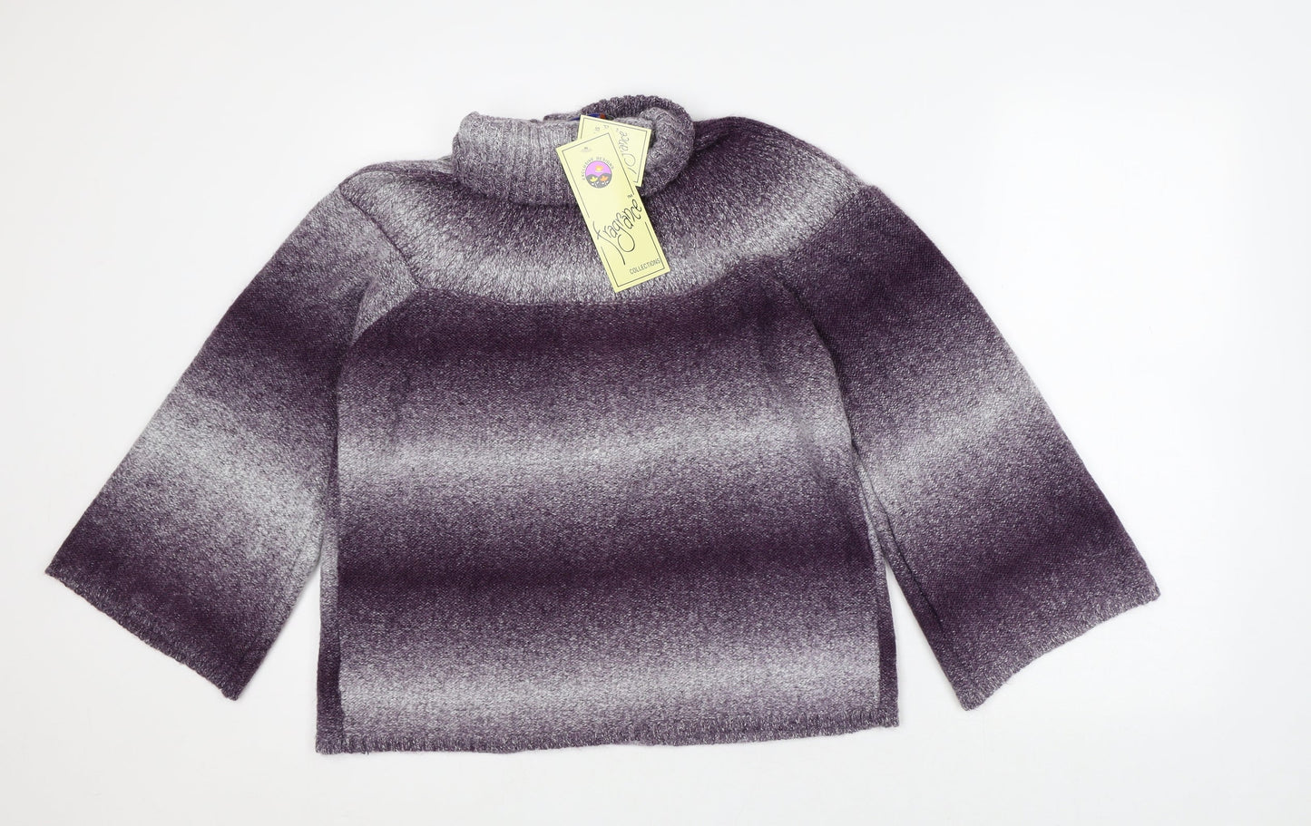 Fragrance Womens Purple Collared Striped Acrylic Cardigan Jumper Size S