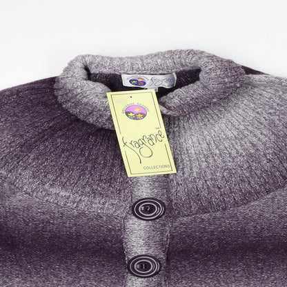 Fragrance Womens Purple Collared Striped Acrylic Cardigan Jumper Size S