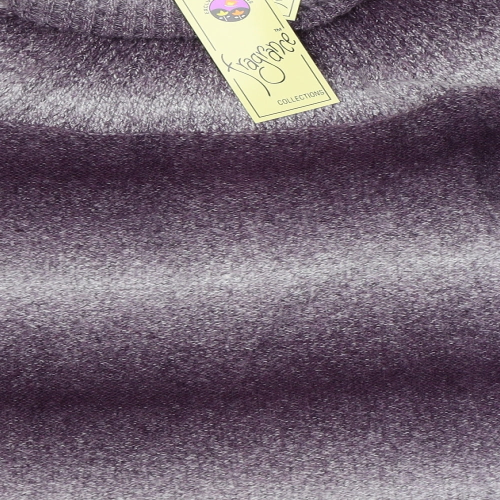 Fragrance Womens Purple Collared Striped Acrylic Cardigan Jumper Size S