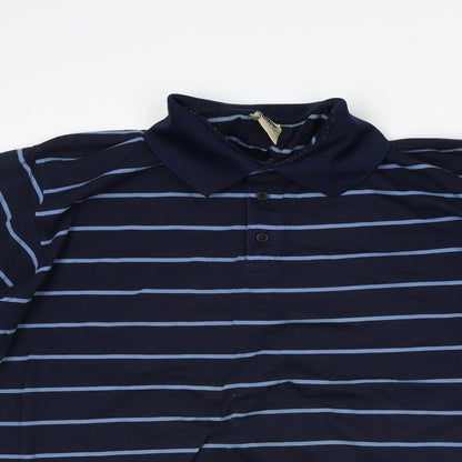 Patrick O'Connor Mens Blue Striped Polyester Polo Size XL Collared