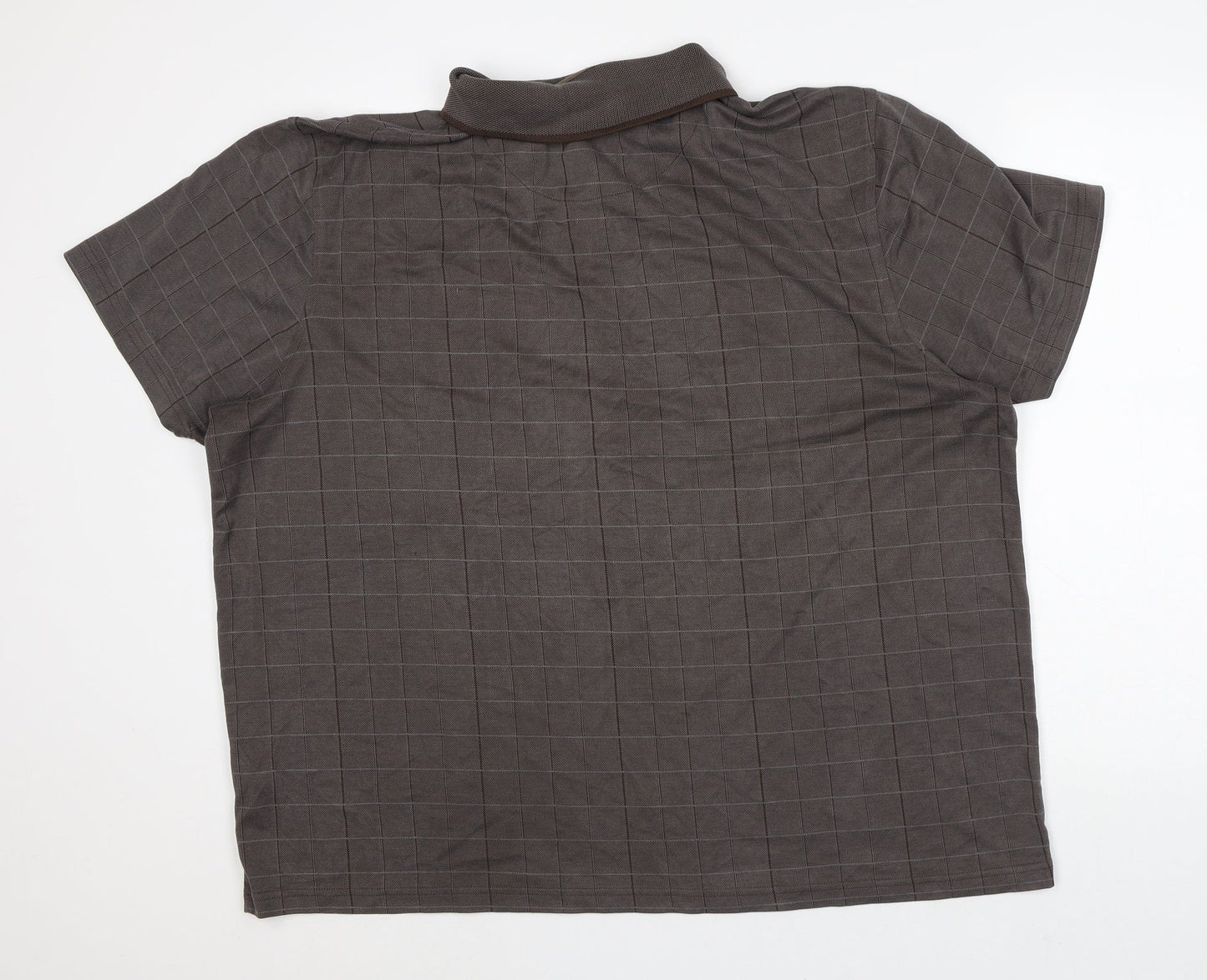 Luxury Mens Brown Check Modal Polo Size 2XL Collared