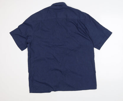 Mens UK Size L Florence and Fred Blue  Button-Up Short Sleeve Casual Shirt