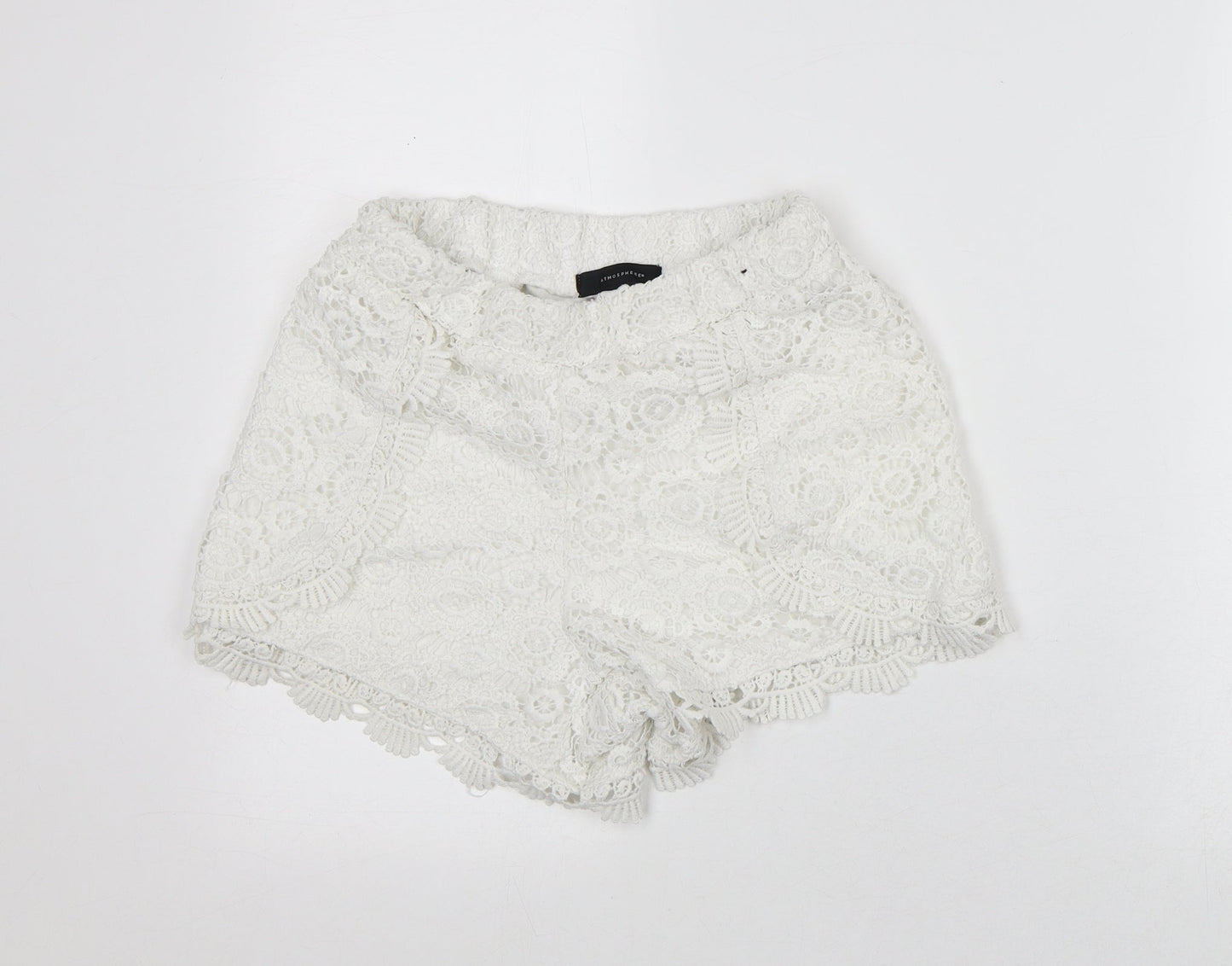 Atmosphere Womens White Geometric Polyester Culotte Shorts Size 6 L4 in Regular