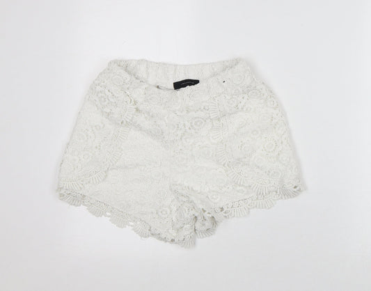 Atmosphere Womens White Geometric Polyester Culotte Shorts Size 6 L4 in Regular