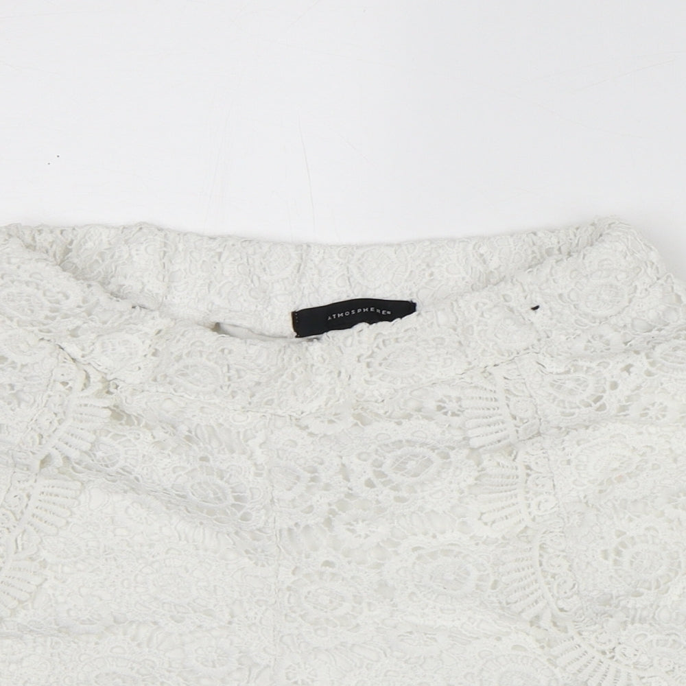 Atmosphere Womens White Geometric Polyester Culotte Shorts Size 6 L4 in Regular