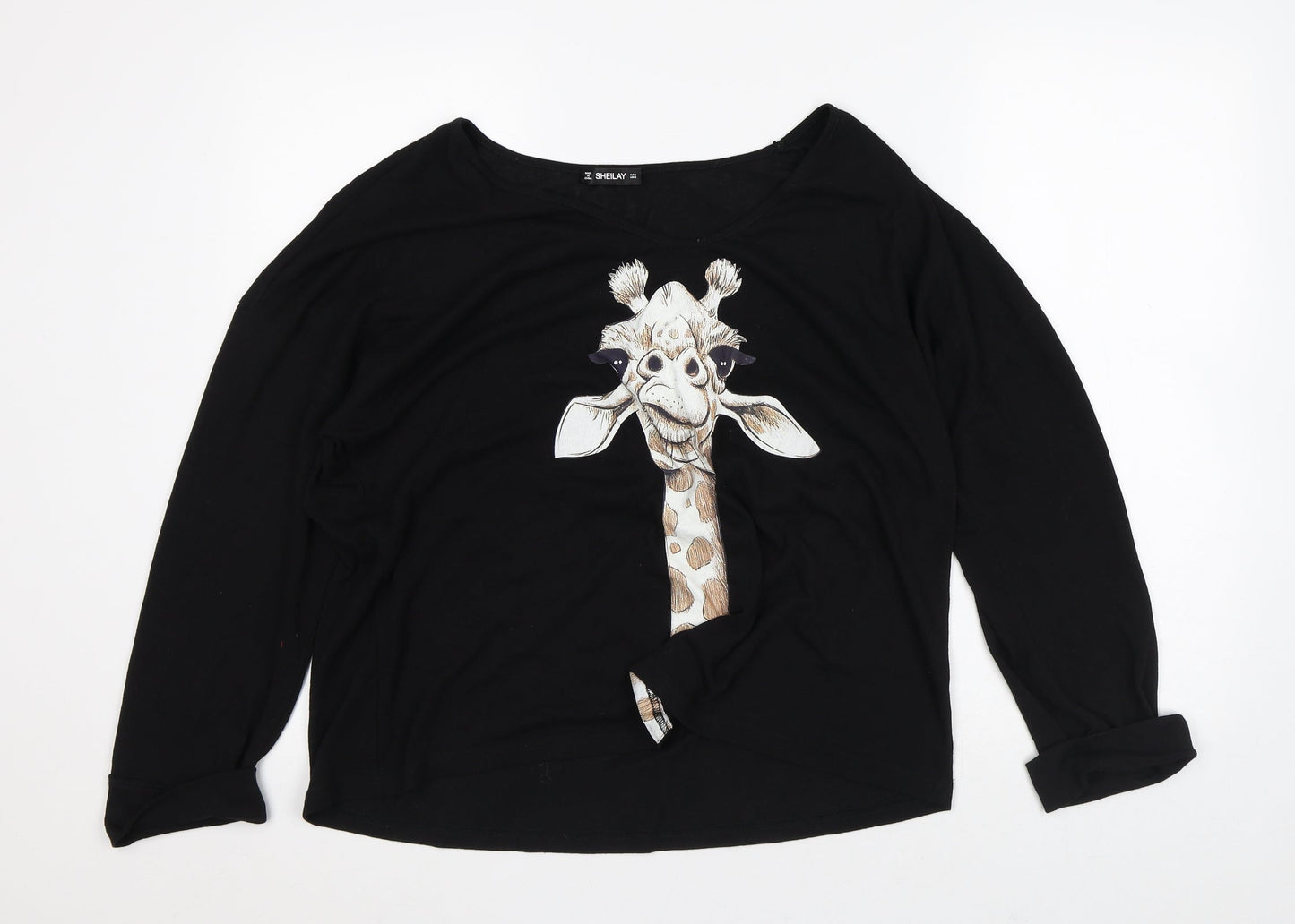 Womens UK Size S Sheilay Black Basic T-Shirt