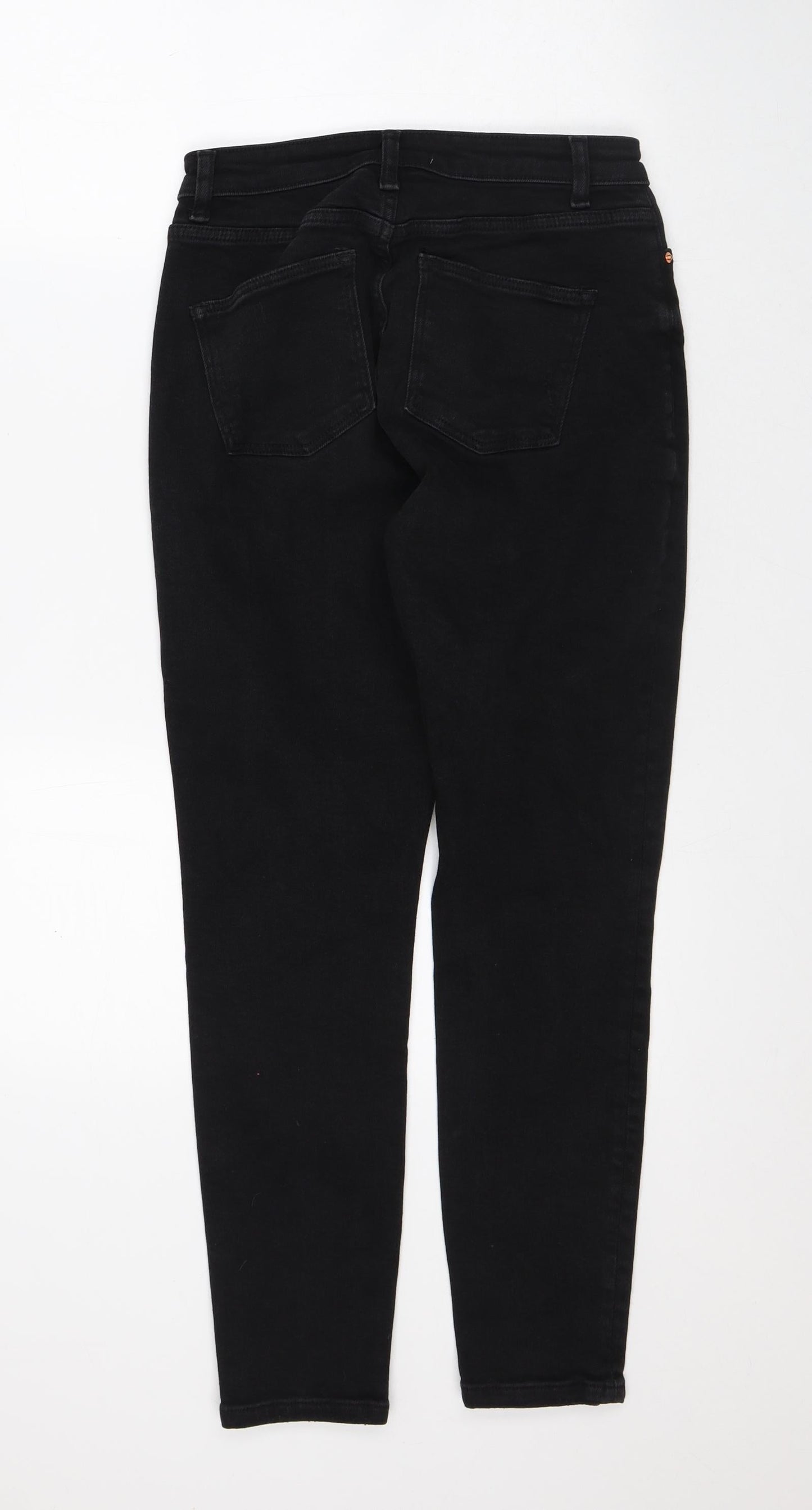 Denim & Co. Womens Black Cotton Tapered Jeans Size 12 L27 in Regular