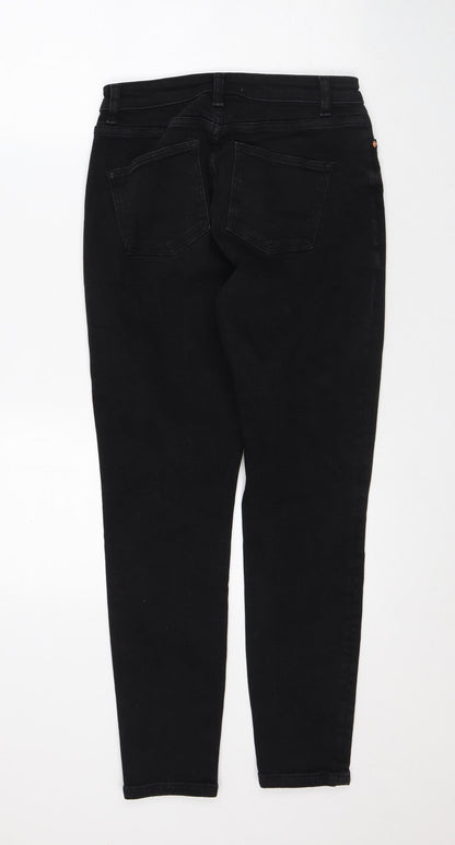 Denim & Co. Womens Black Cotton Tapered Jeans Size 12 L27 in Regular