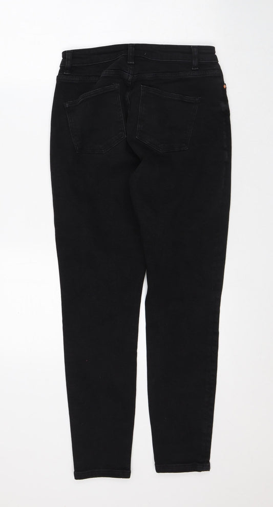 Denim & Co. Womens Black Cotton Tapered Jeans Size 12 L27 in Regular