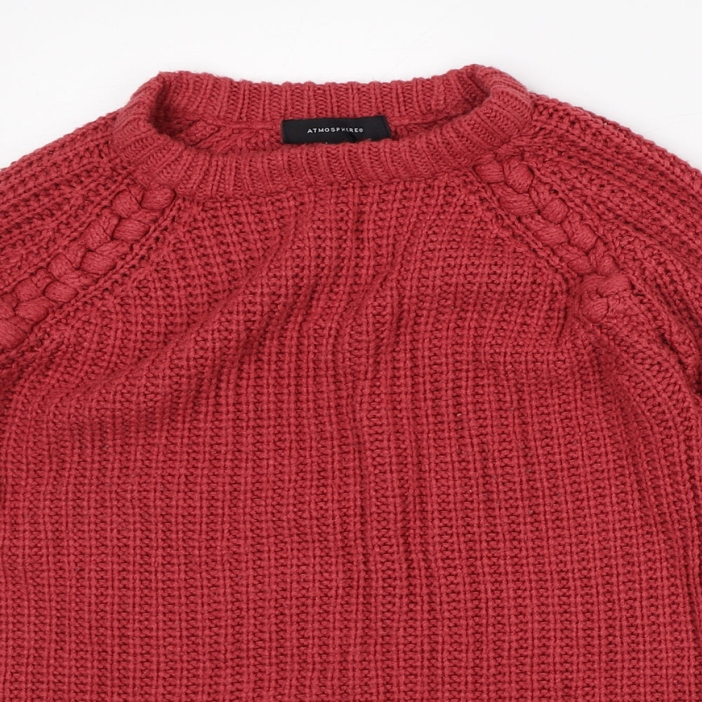 Atmosphere Womens Red Mock Neck Acrylic Pullover Jumper Size 8