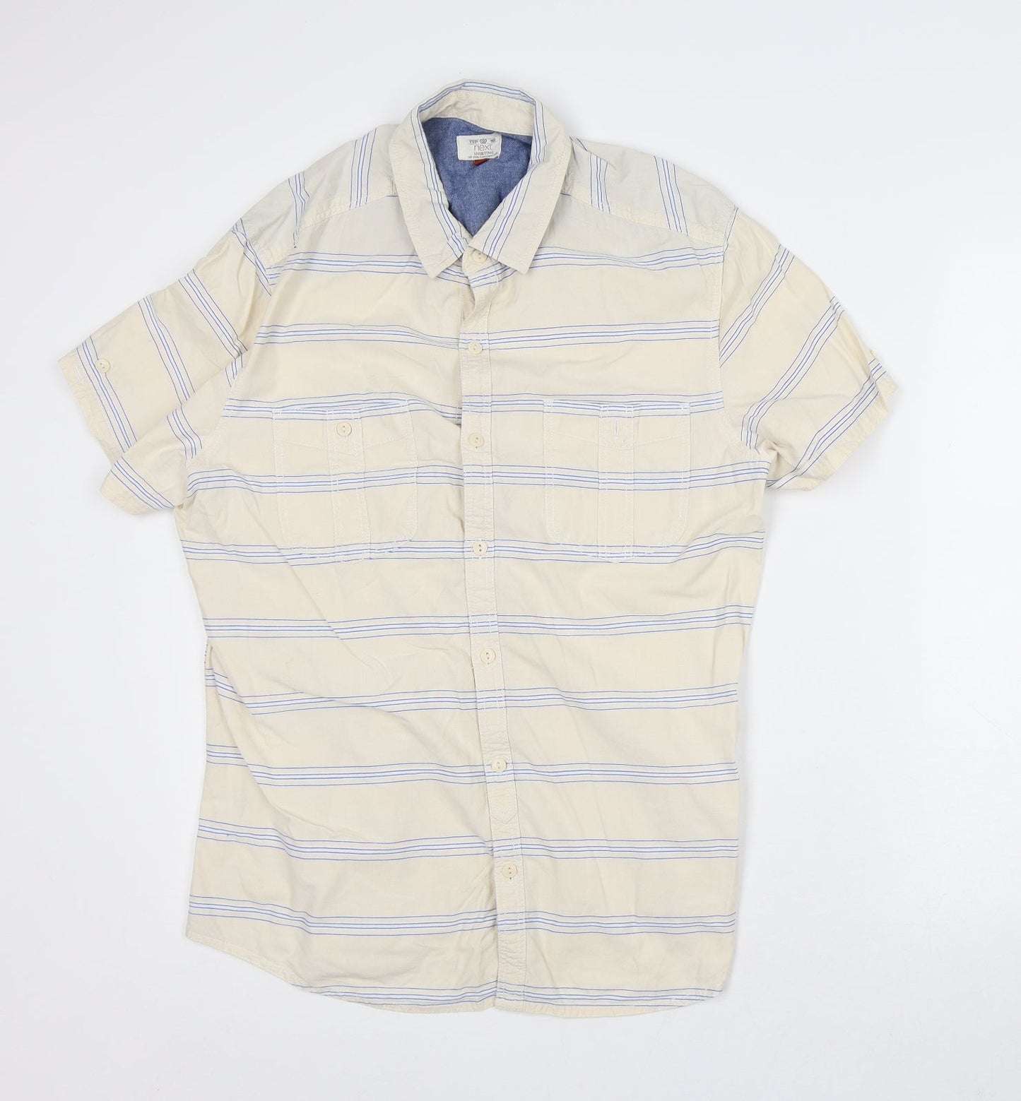 Mens UK Size L NEXT Yellow  Button-Up Short Sleeve Casual Shirt