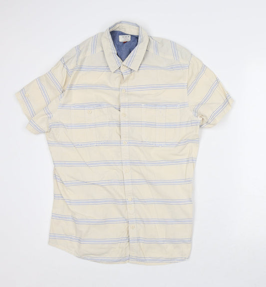 Mens UK Size L NEXT Yellow  Button-Up Short Sleeve Casual Shirt