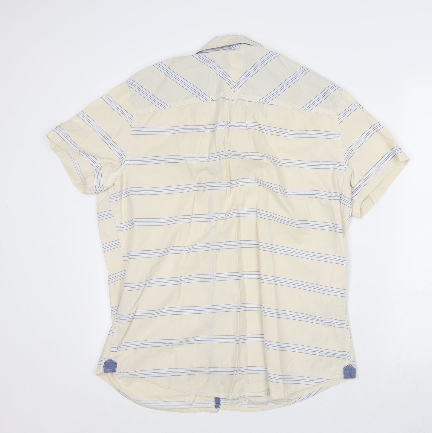 Mens UK Size L NEXT Yellow  Button-Up Short Sleeve Casual Shirt