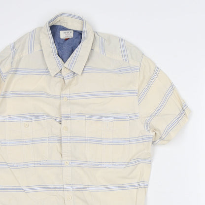 Mens UK Size L NEXT Yellow  Button-Up Short Sleeve Casual Shirt